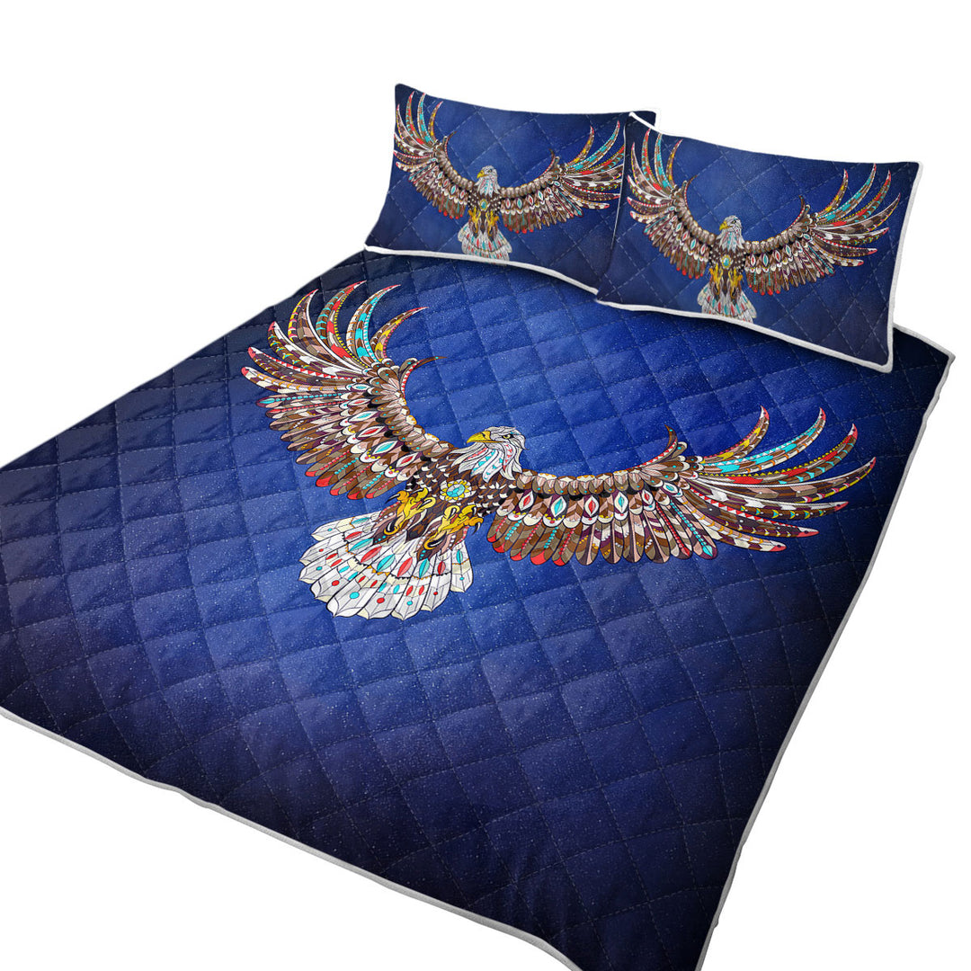Multi Colored Royal Bald Eagle California King Quilt Sets