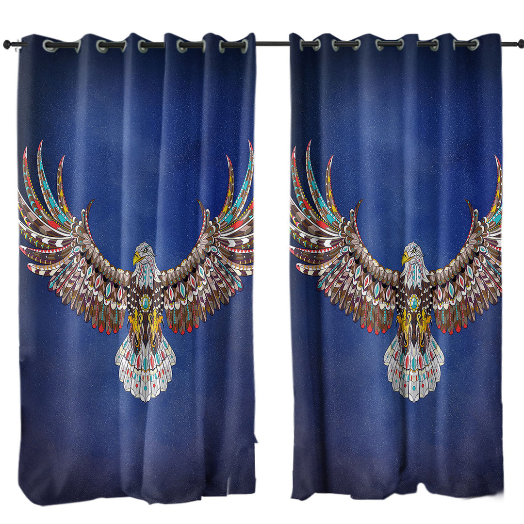 Multi Colored Royal Bald Eagle Drapes and Curtains