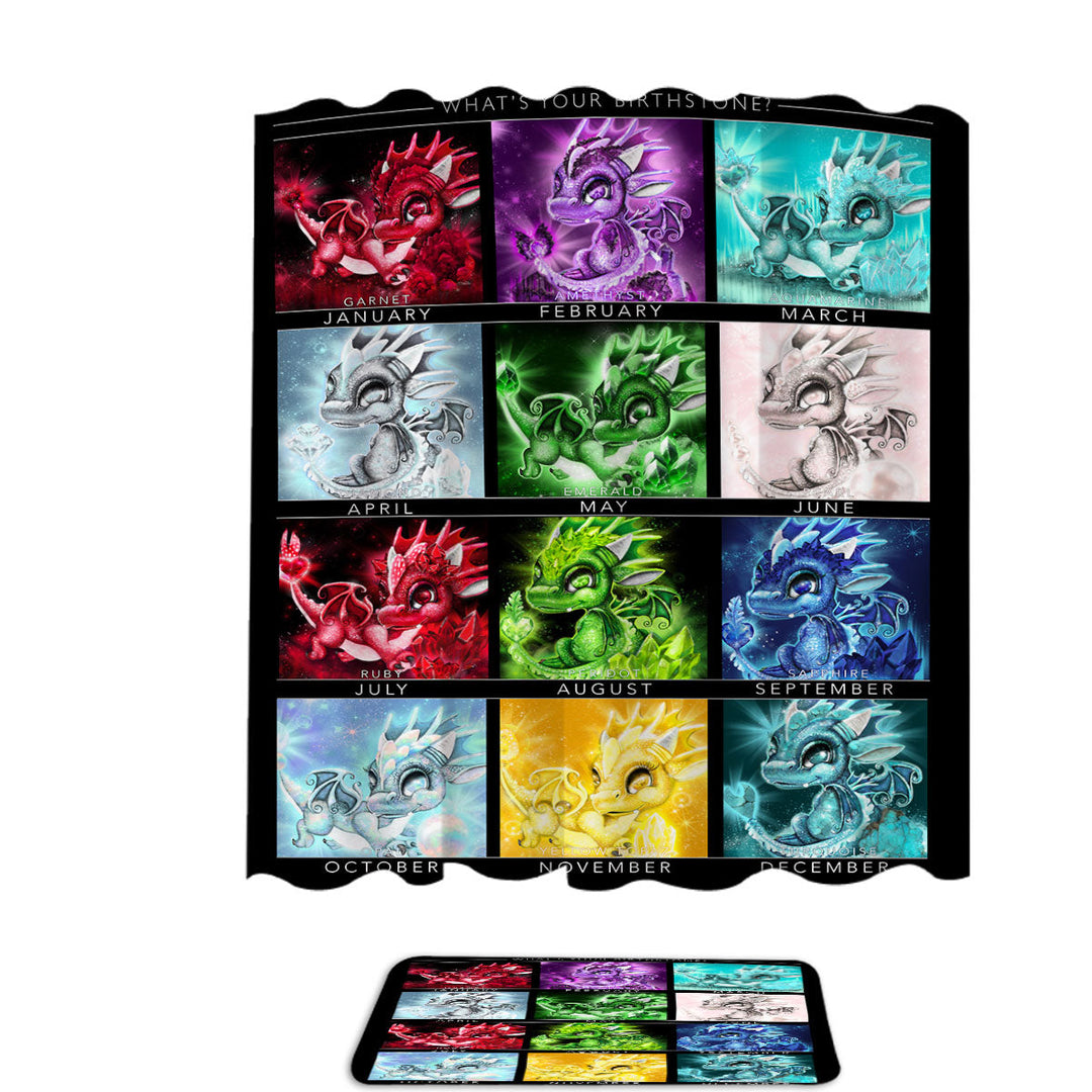 Multi Colored Shower Curtain The Birthstones Lil Dragons