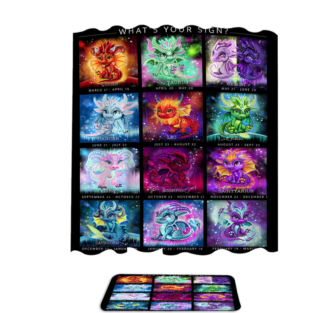 Multi Colored Shower Curtains The Zodiacs Lil Dragons
