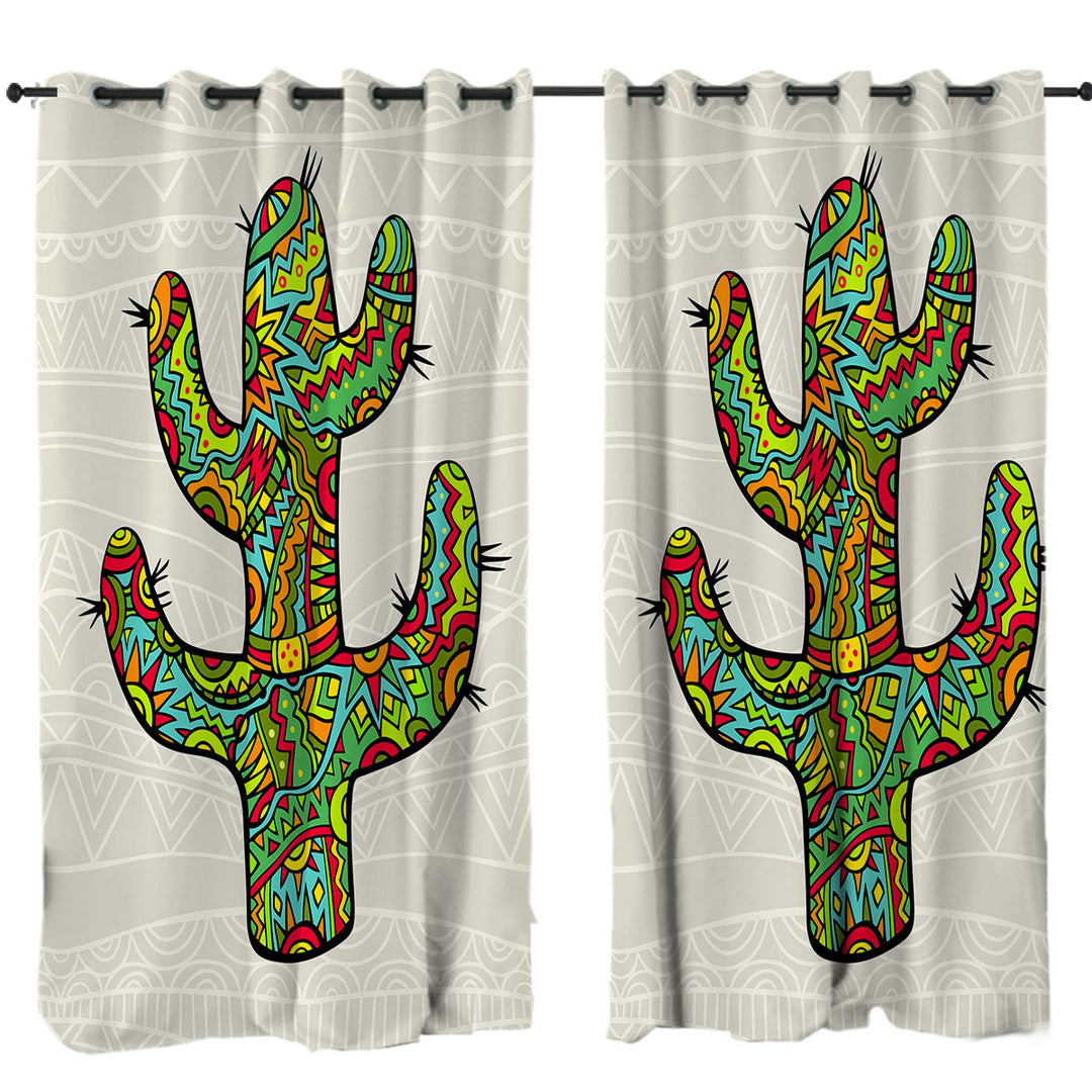 Multi Colored South American Cactus Curtains