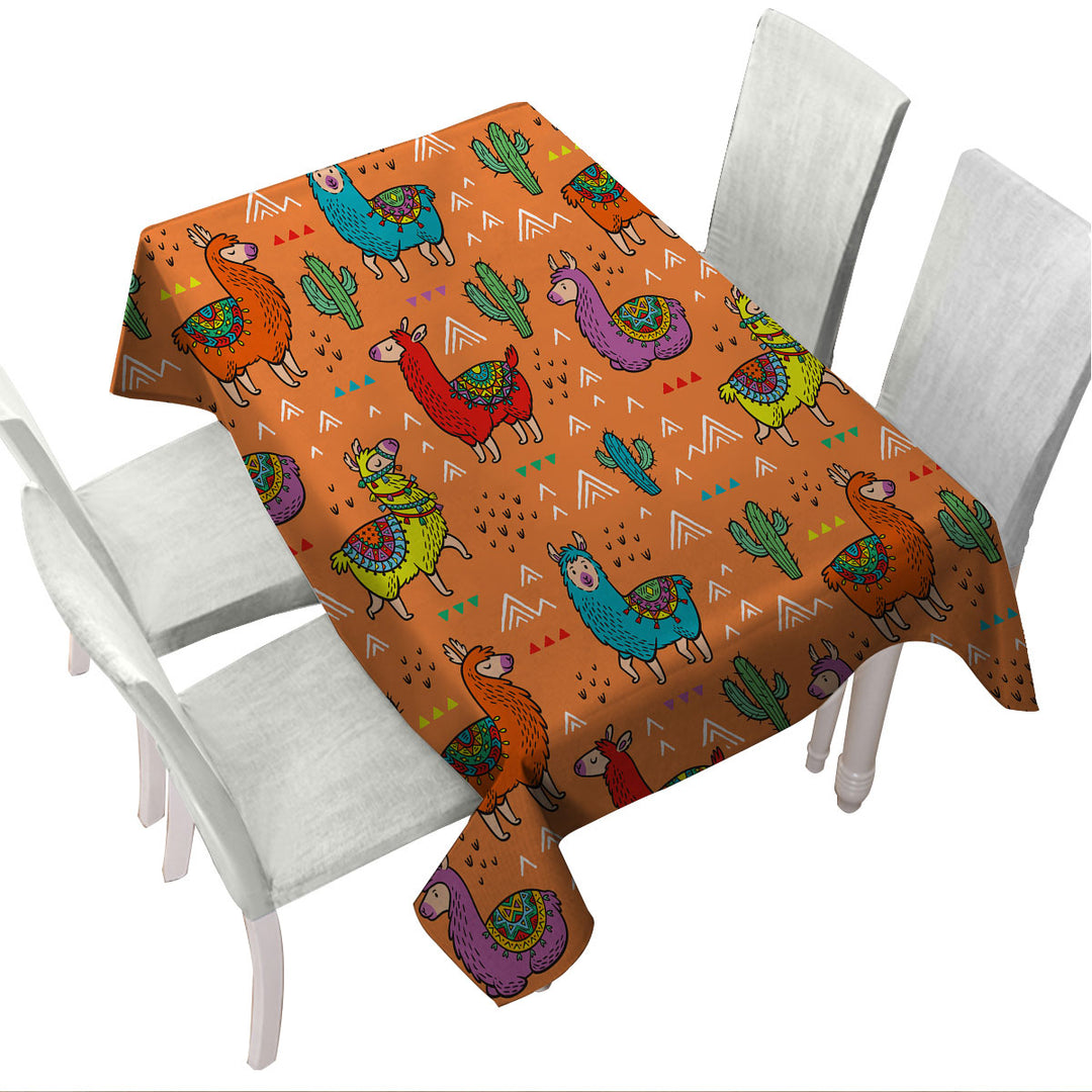 Multi Colored South American Llamas Tablecloth