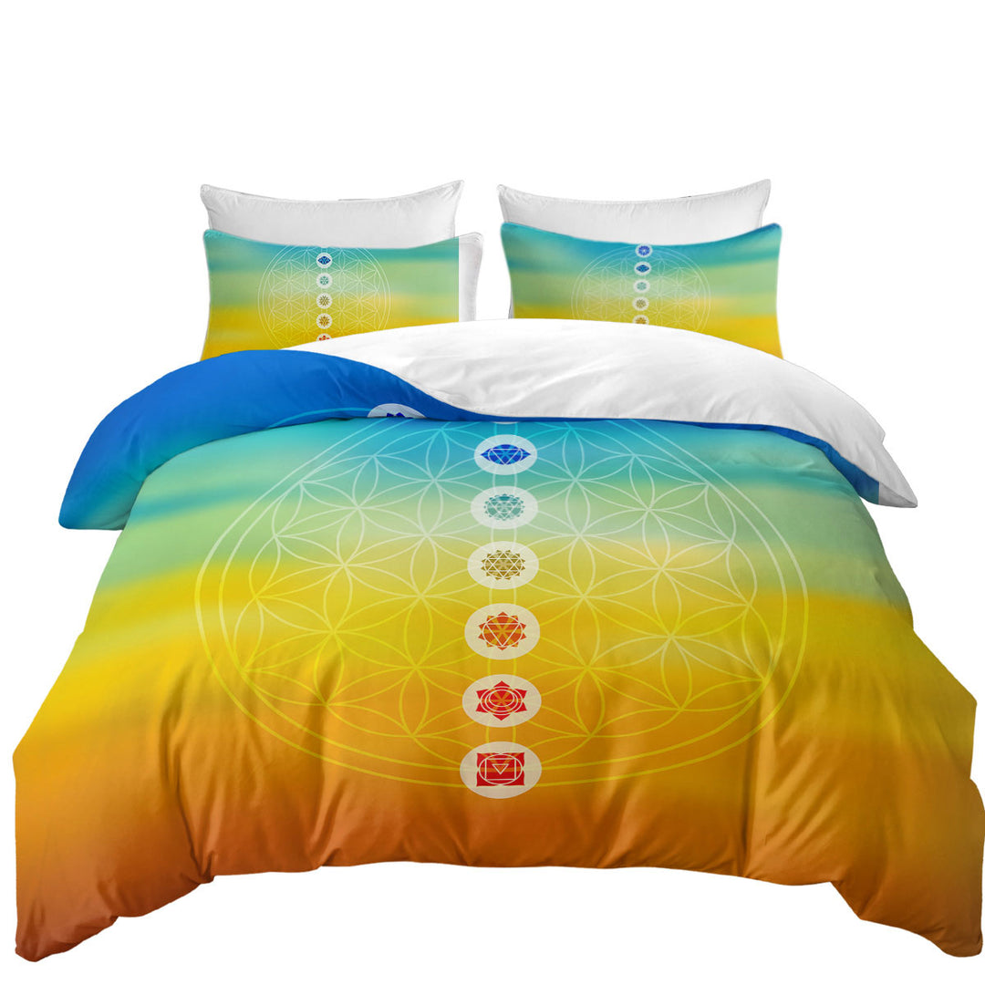 Multi Colored Spiritual Energy Yoga Symbols Duvet Cover sale