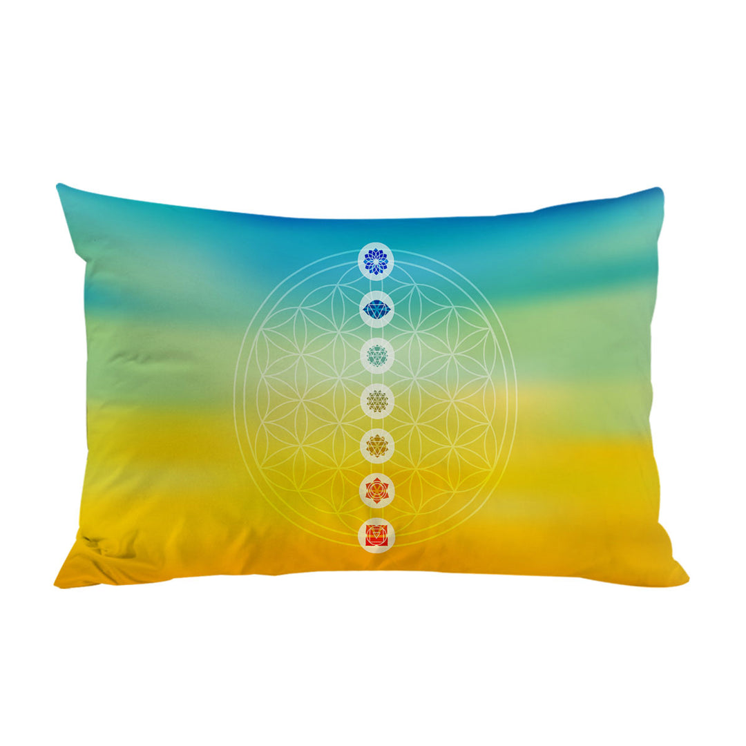 Multi Colored Spiritual Energy Yoga Symbols Pillowcase
