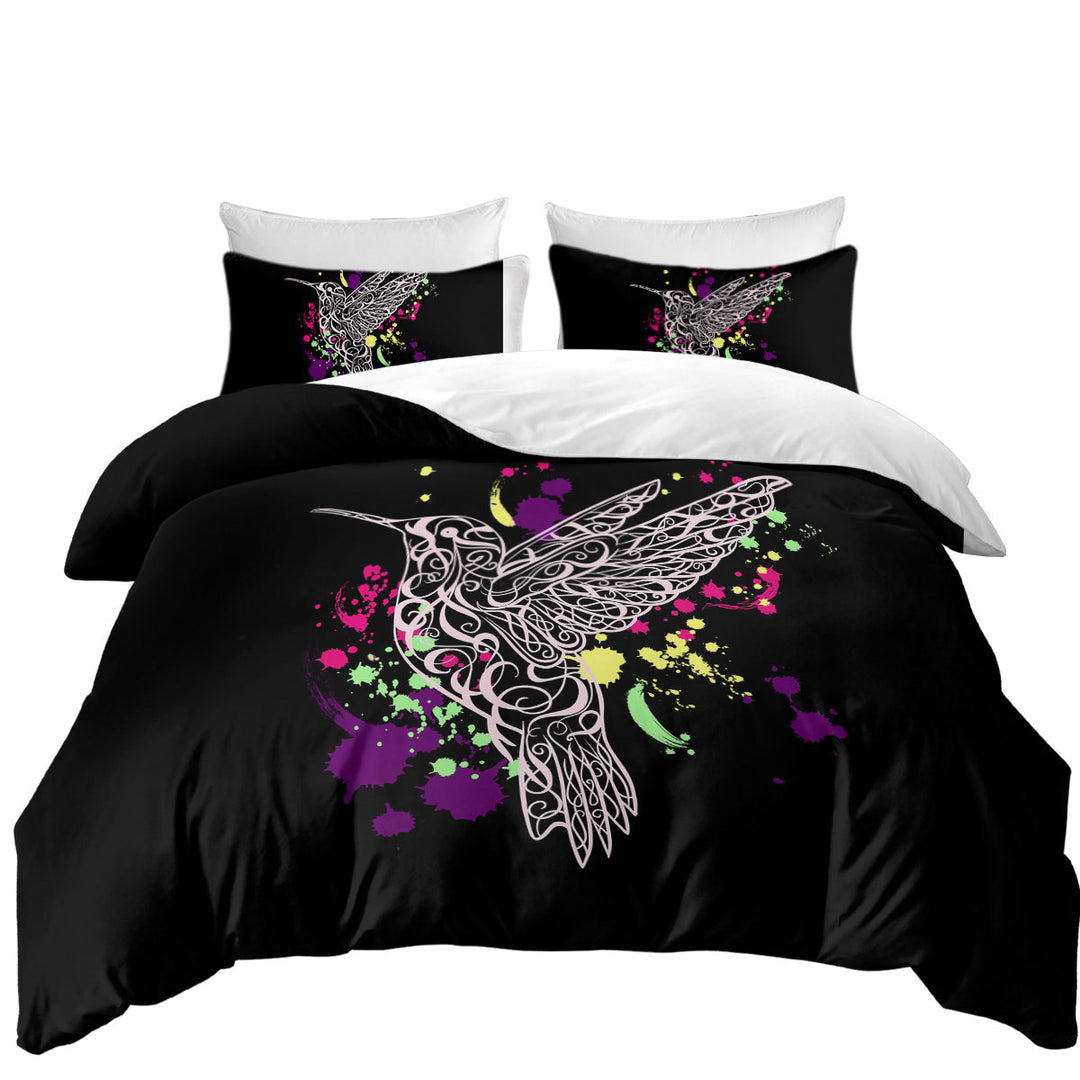 Multi Colored Splashes and Pinkish Hummingbird Duvet Covers