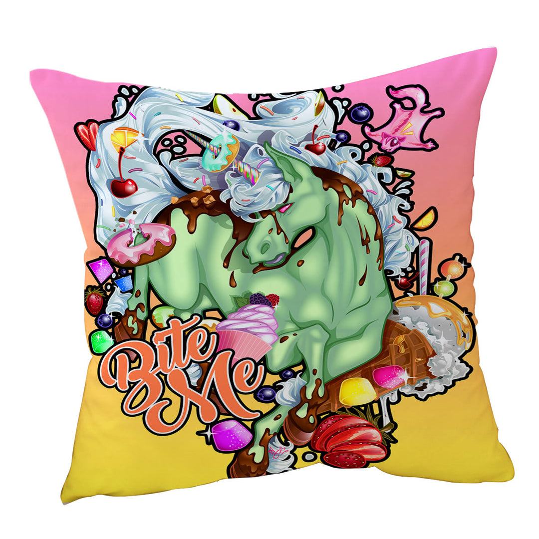 Multi Colored Sweets Rudicorn Funny Cool Quote Decorative Pillows