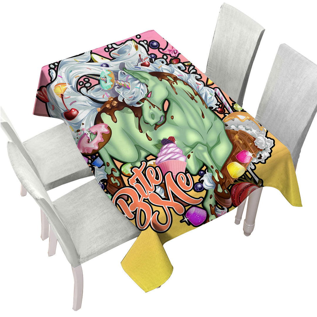 Multi Colored Sweets Rudicorn Funny Cool Quote Tablecloths