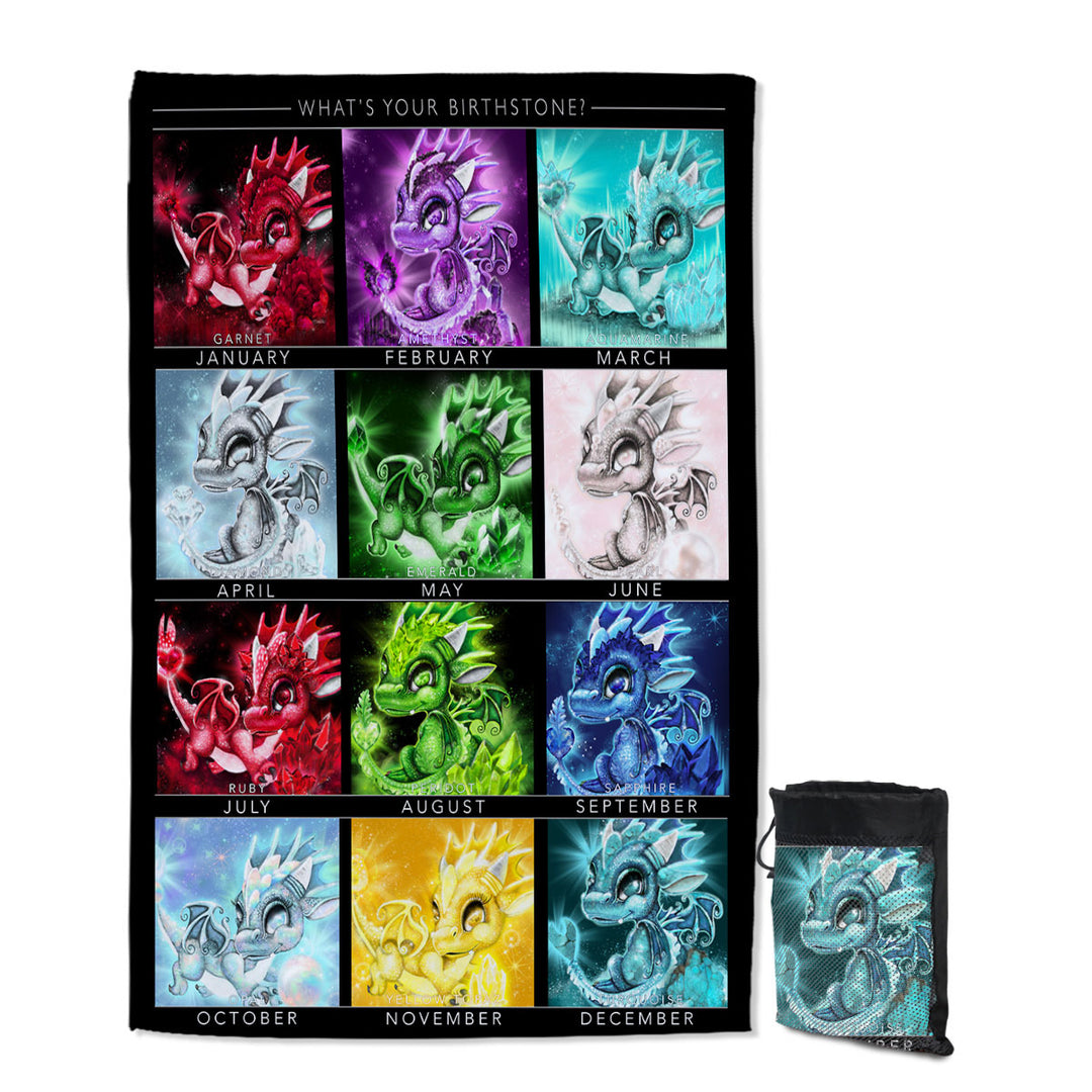 Multi Colored Travel Beach Towel The Birthstones Lil Dragons