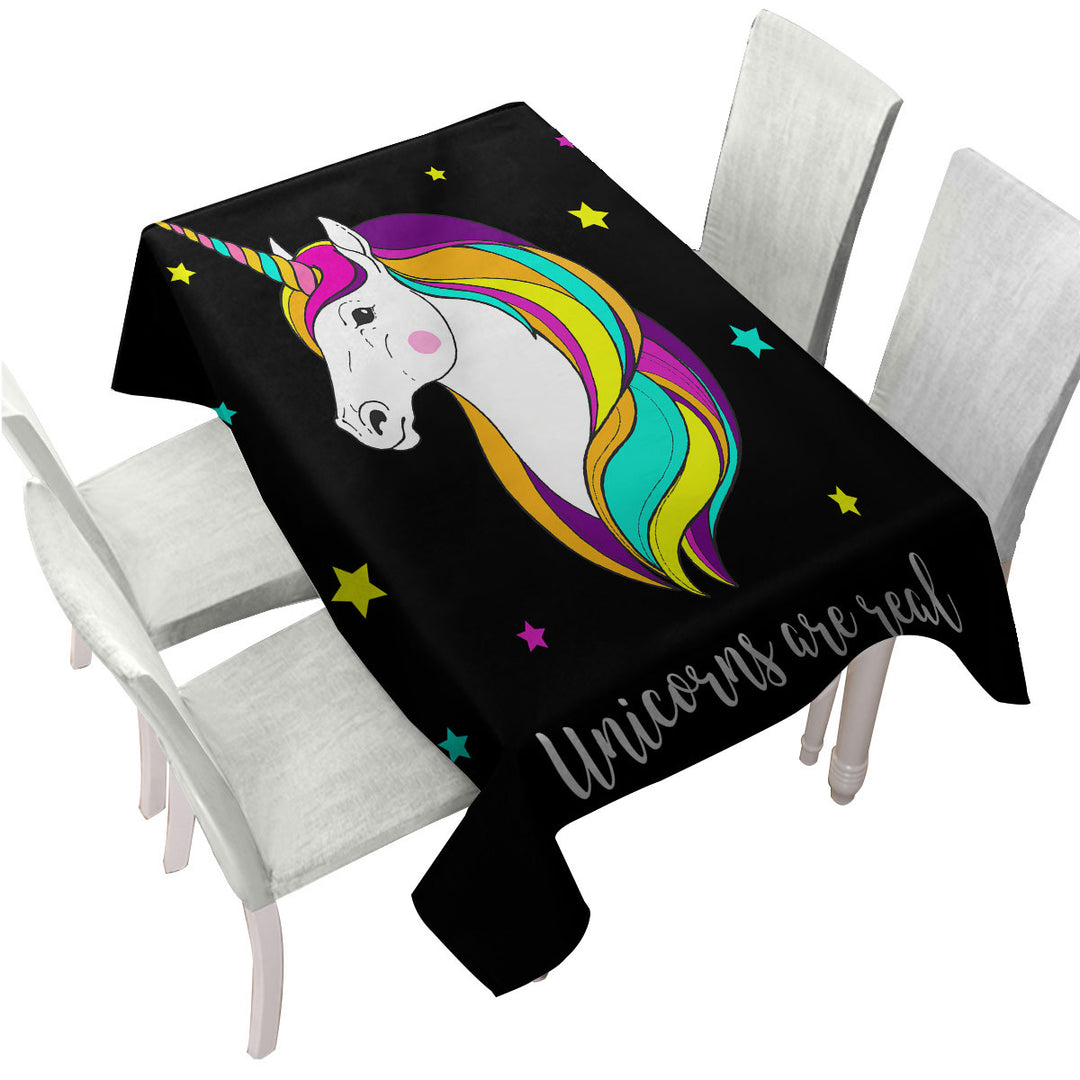 Multi Colored Unicorn and Stars Custom tablecloths