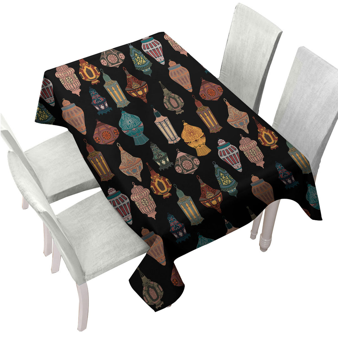 Multi Colored Vintage Oriental Lamps Tablecloths