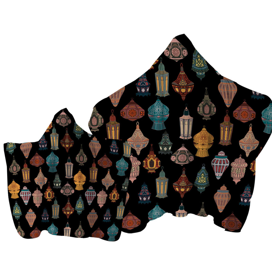 Multi Colored Vintage Oriental Lamps Towel with Hood