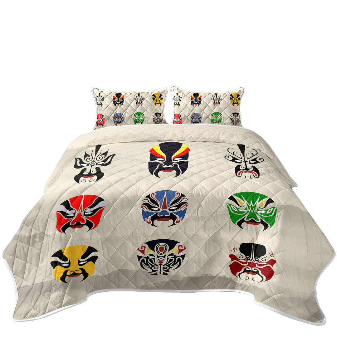 Multi Colored Warrior Masks King Size Quilt Sets