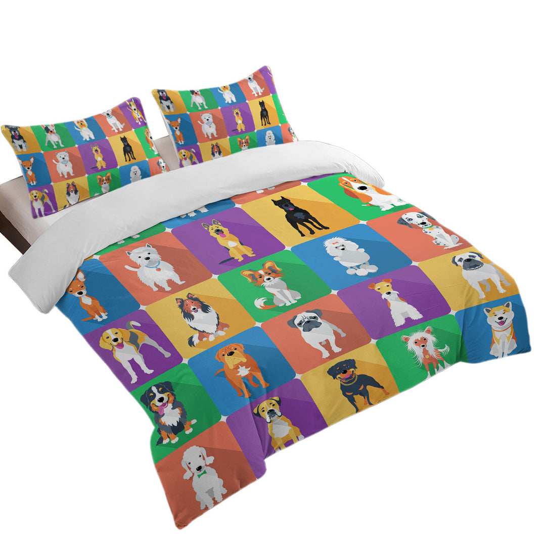 Multi Dog Panel Twin Duvet Covers