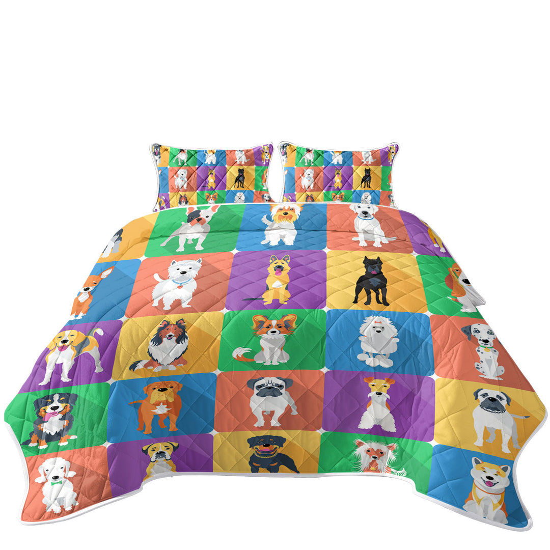 Multi Dog Panel Twin Quilt