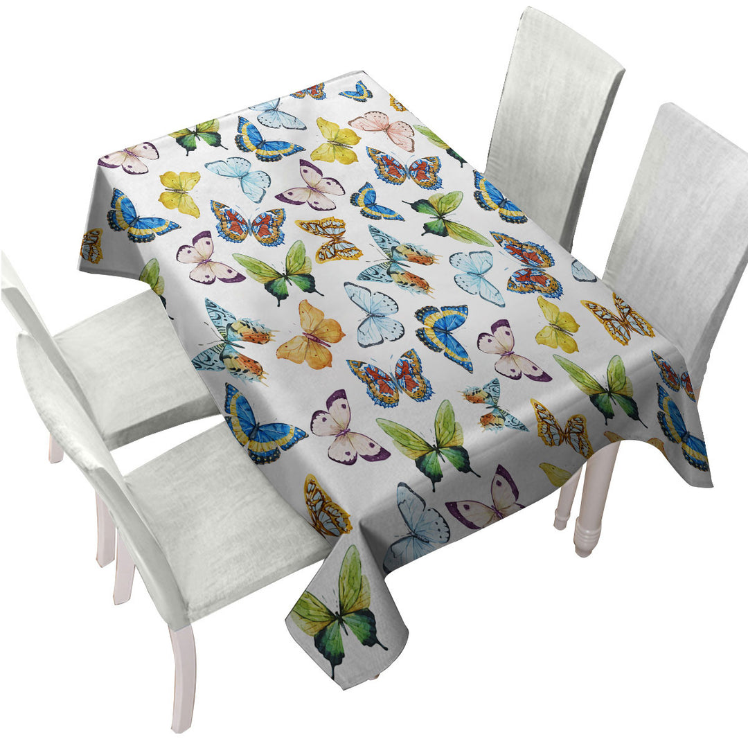 Multi Pattern and Colors Butterflies Tablecloth