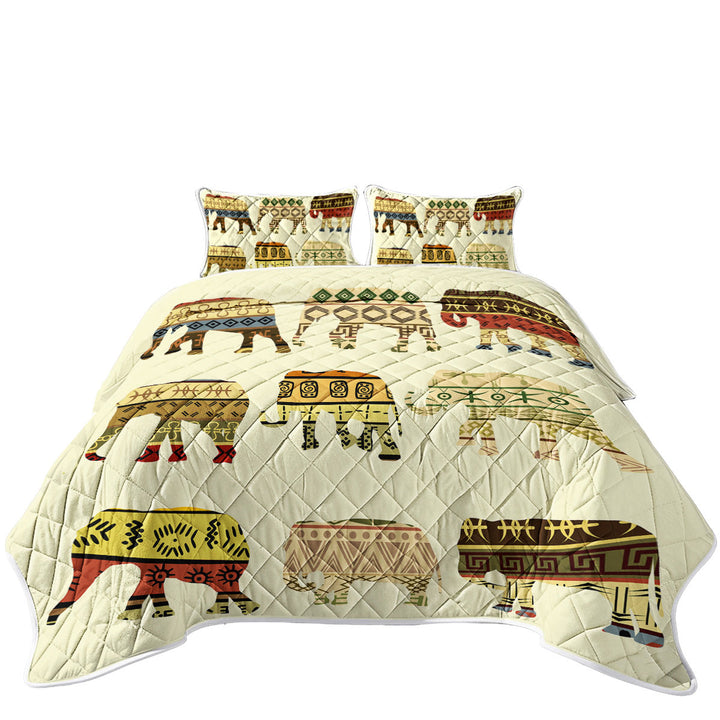 Multi Patterns Elephants King Size Quilt Sets