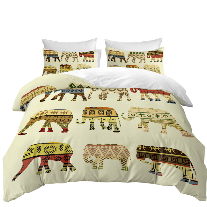 Multi Patterns Elephants full Size Duvet Cover