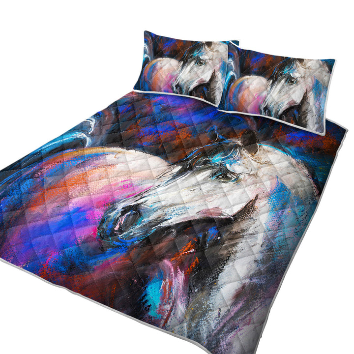 Multi colored Painted Horse Coverlets