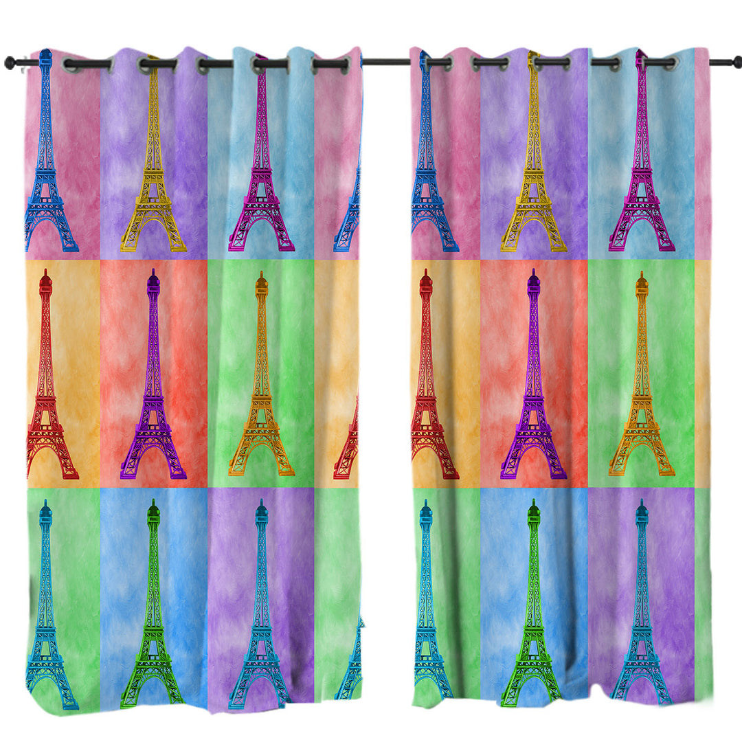 Multicolored Eiffel Tower Panel Curtain