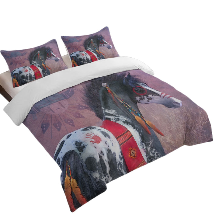 Native American Art on Painted War Pony Horse Twin xl Duvet Covers