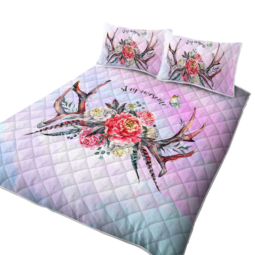 Native American Bouquet over Purplish Coverlet