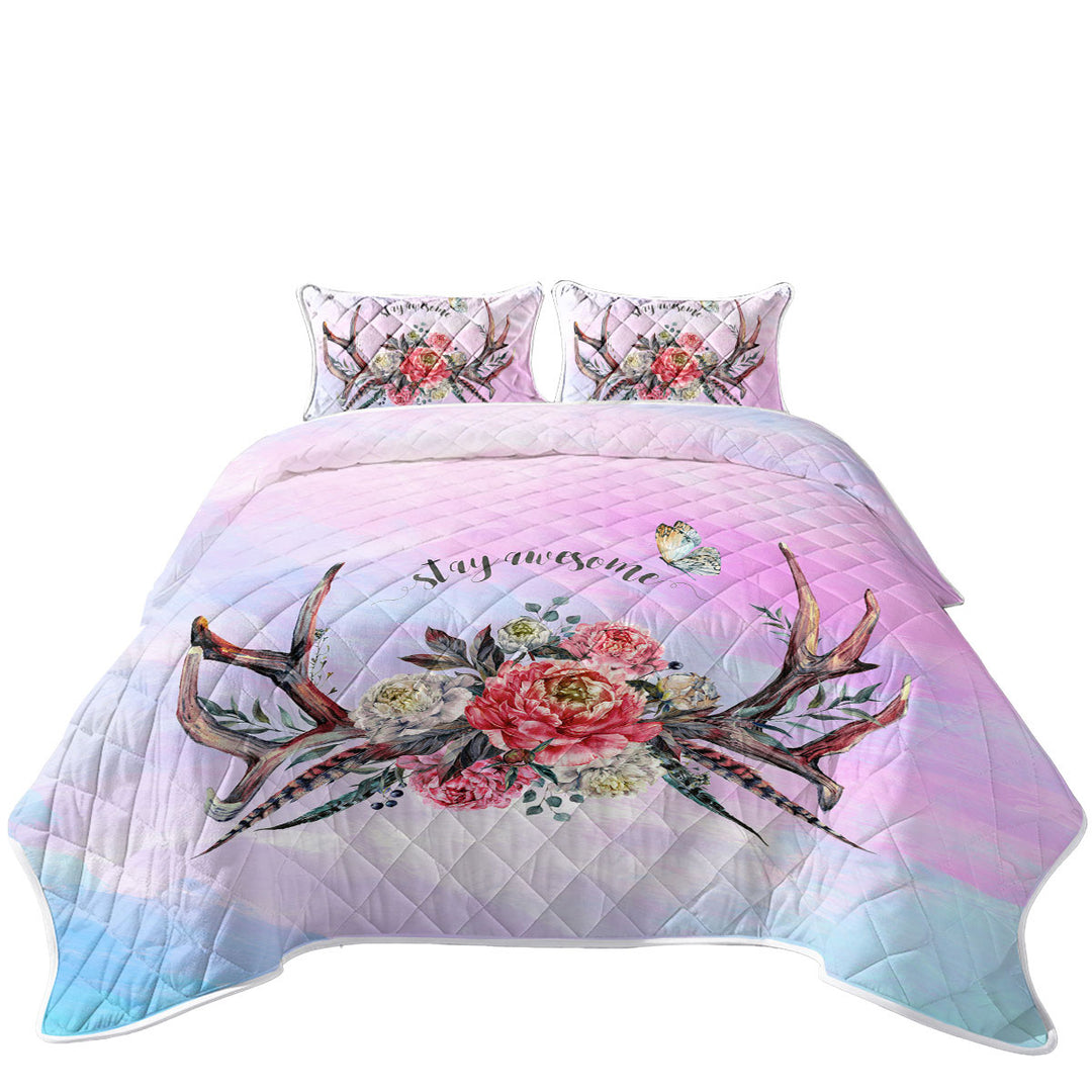 Native American Bouquet over Purplish Coverlets