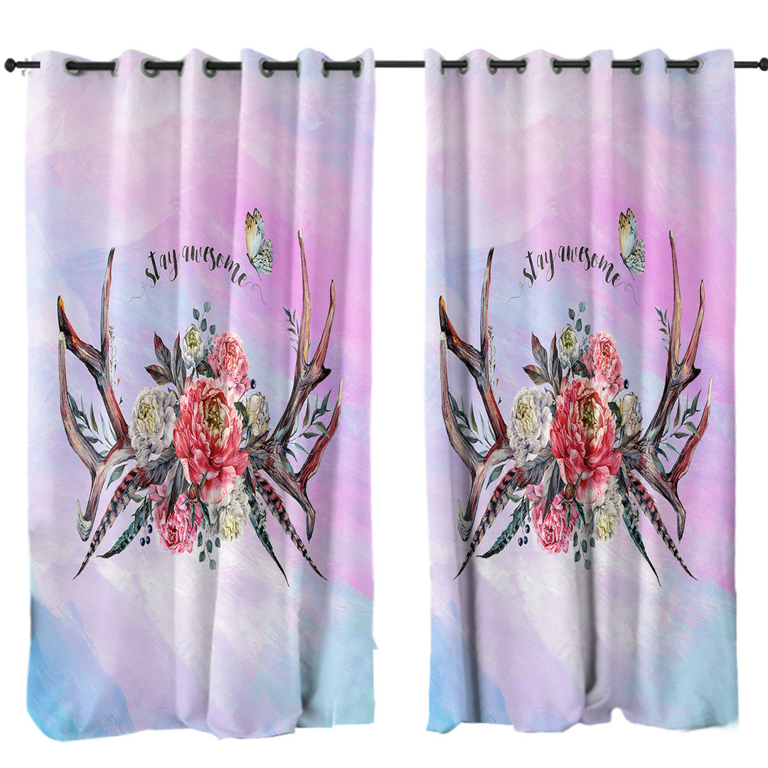 Native American Bouquet over Purplish Curtains