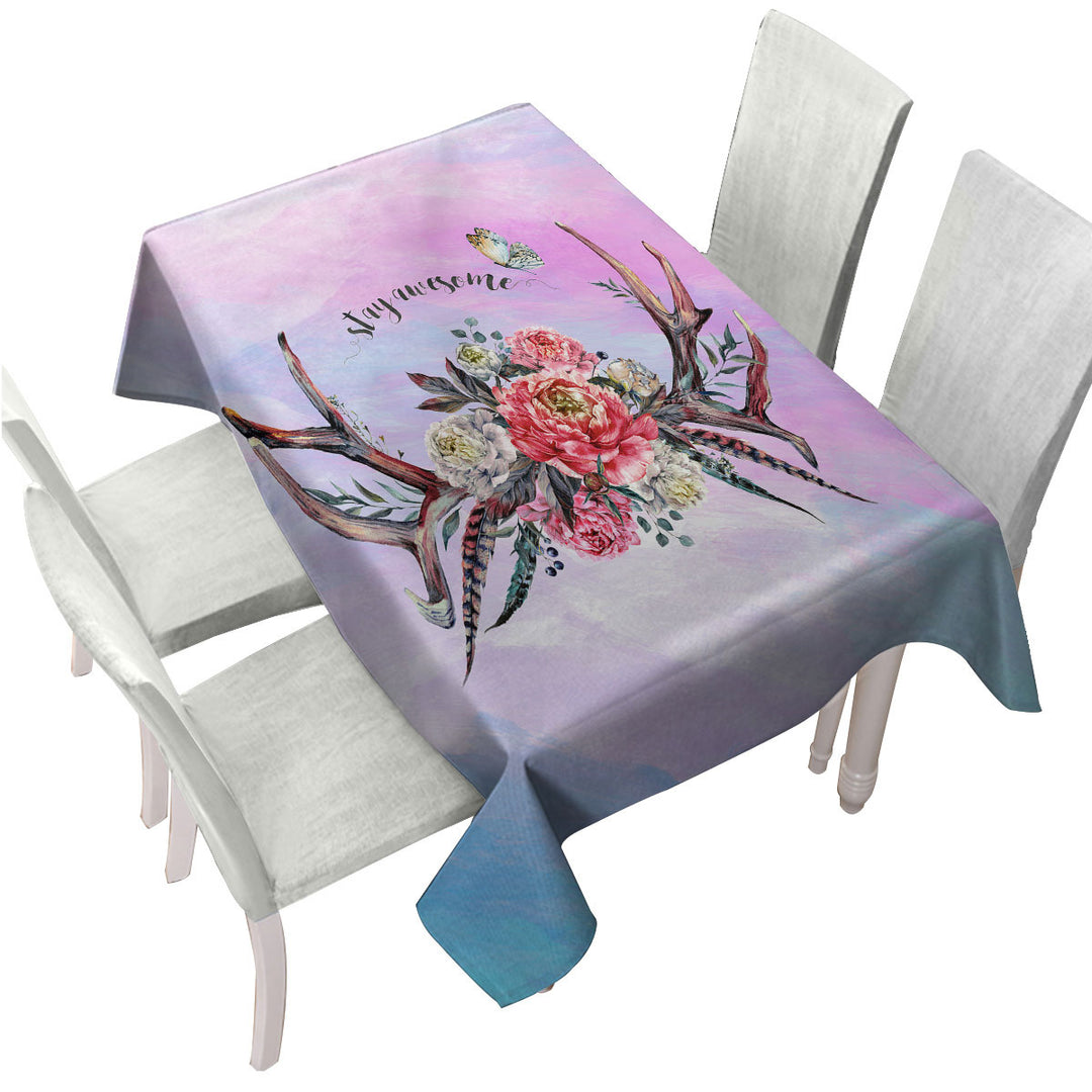 Native American Bouquet over Purplish Table Cover