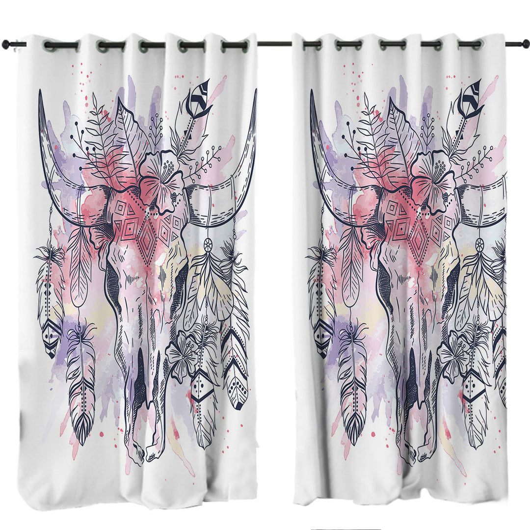 Native American Bull Skull Drapes
