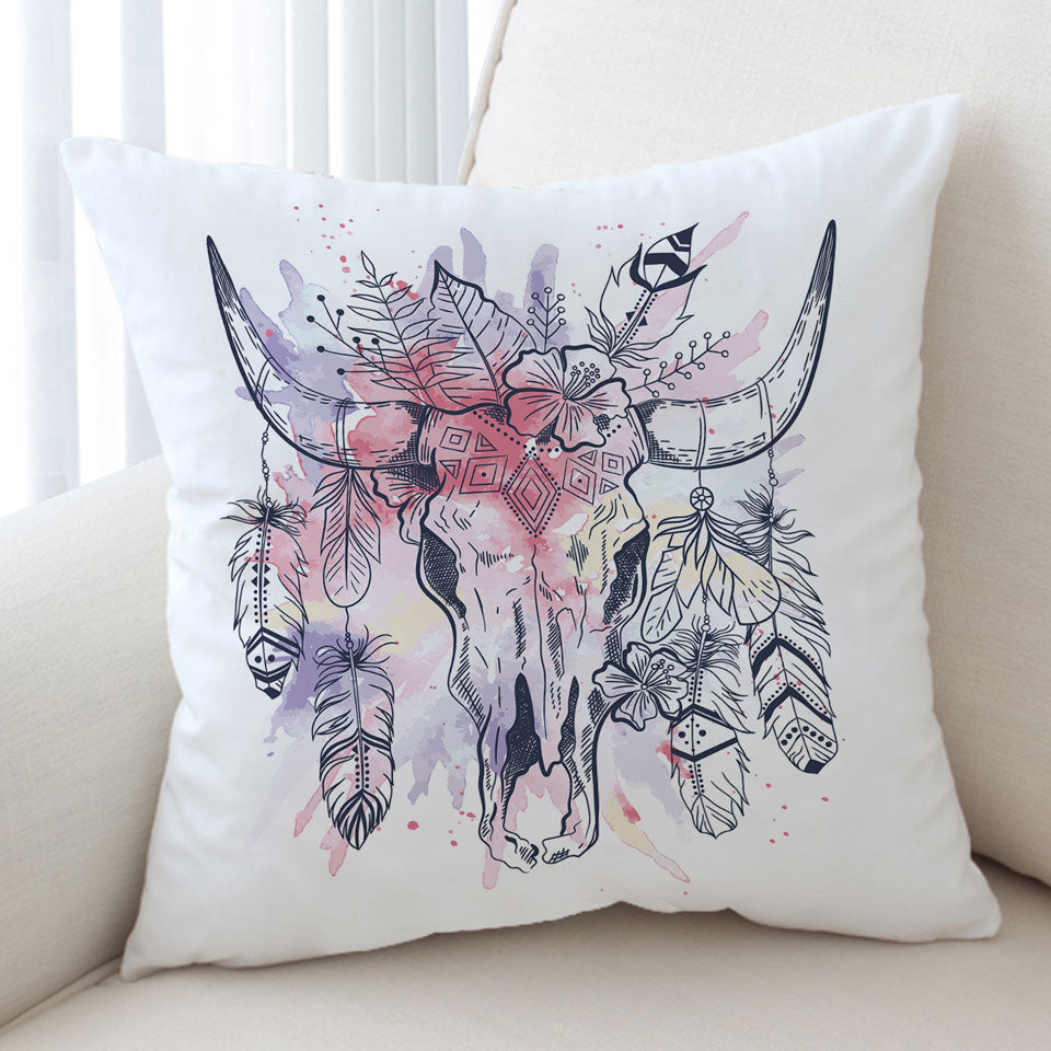 Native American Bull Skull Pillow covers