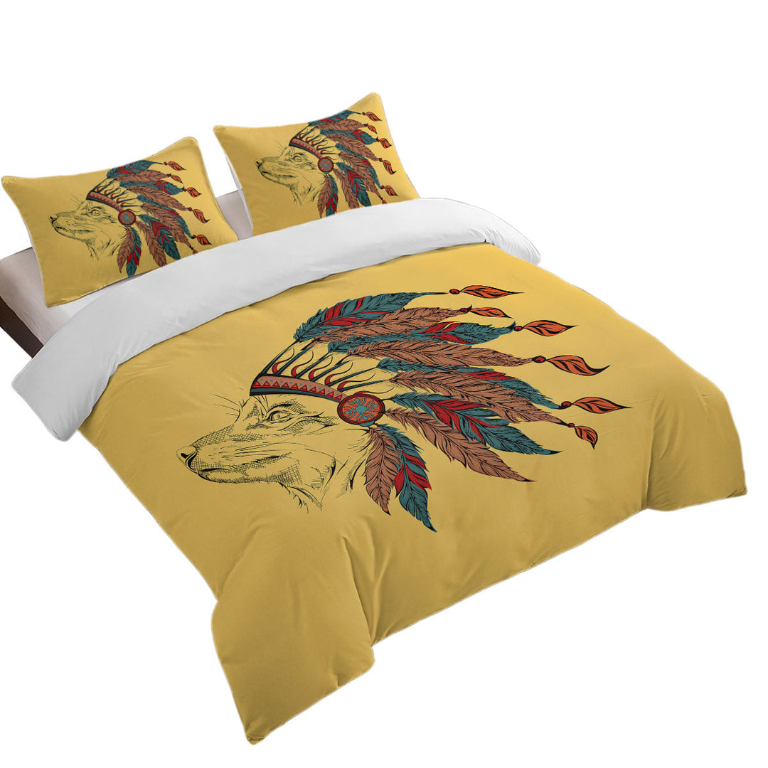 Native American Chief Fox Duvet Cover Queen