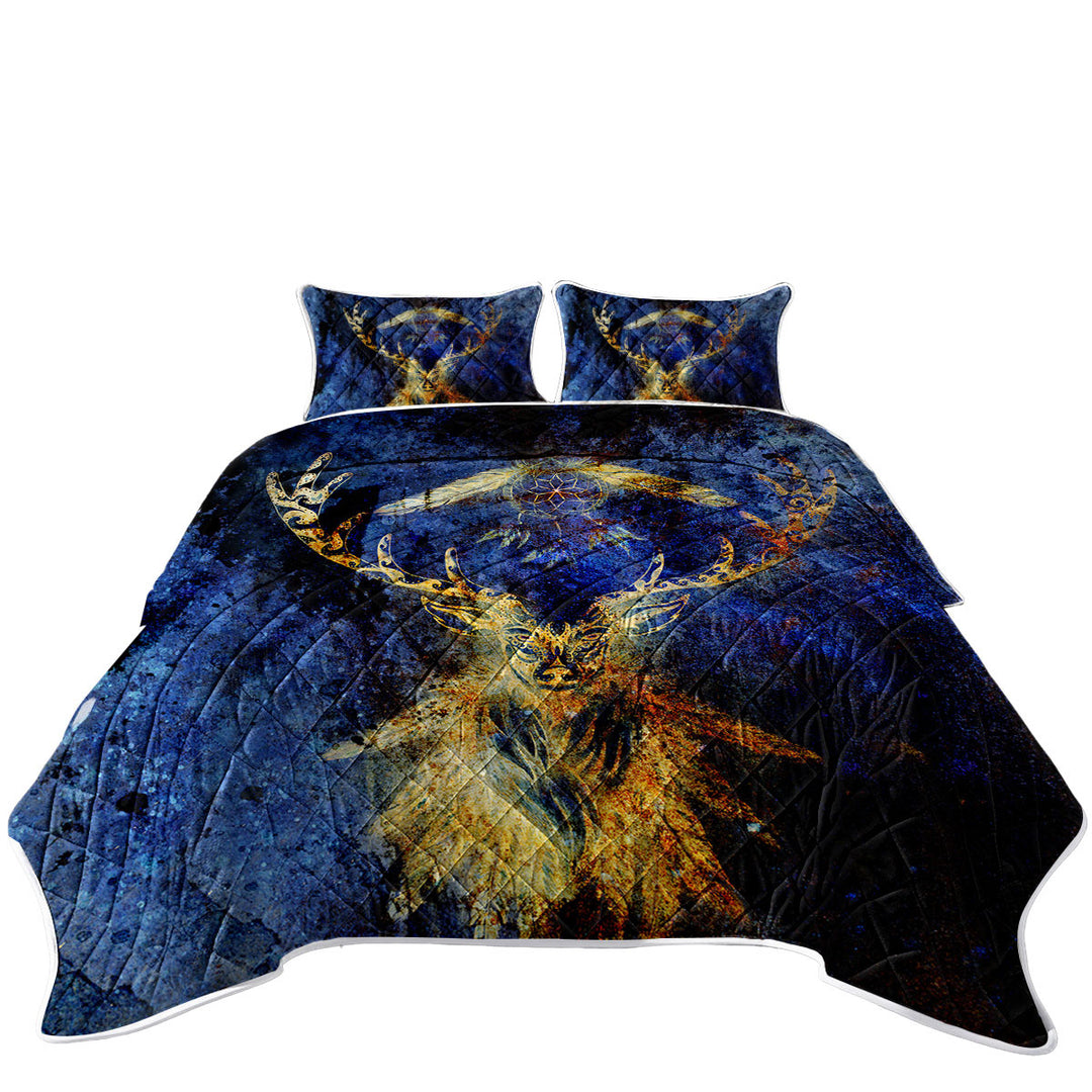 Native American Dream Catcher and Deer California King Quilt Sets