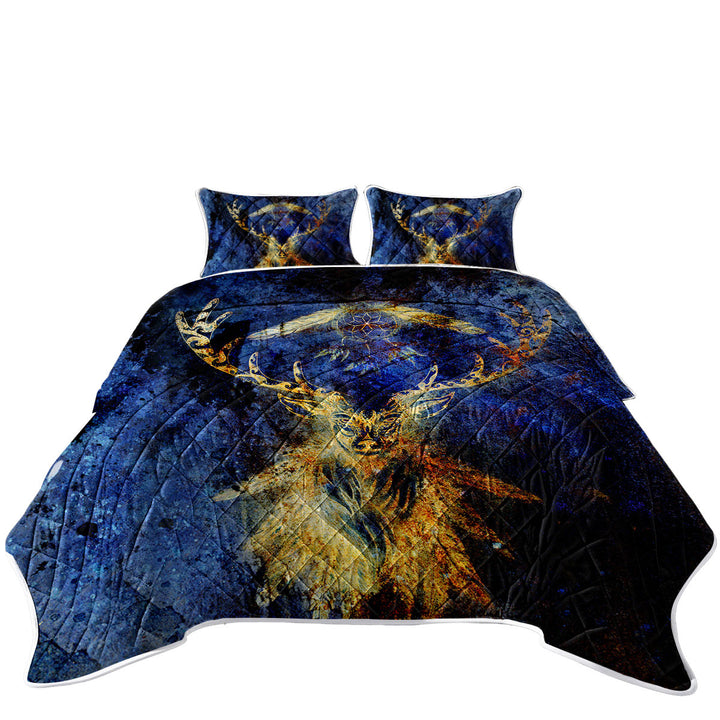 Native American Dream Catcher and Deer California King Quilt Sets