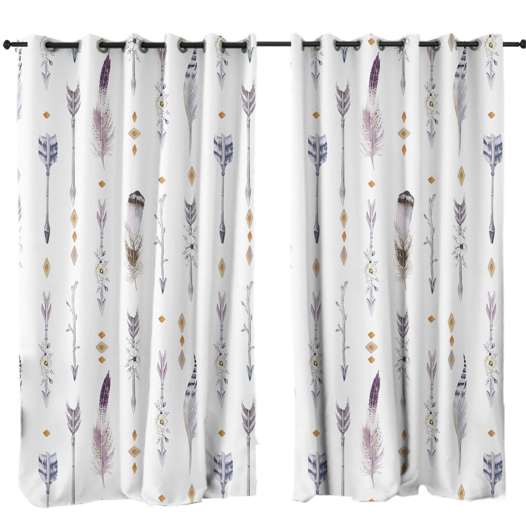 Native American Feathers and Arrows Curtains