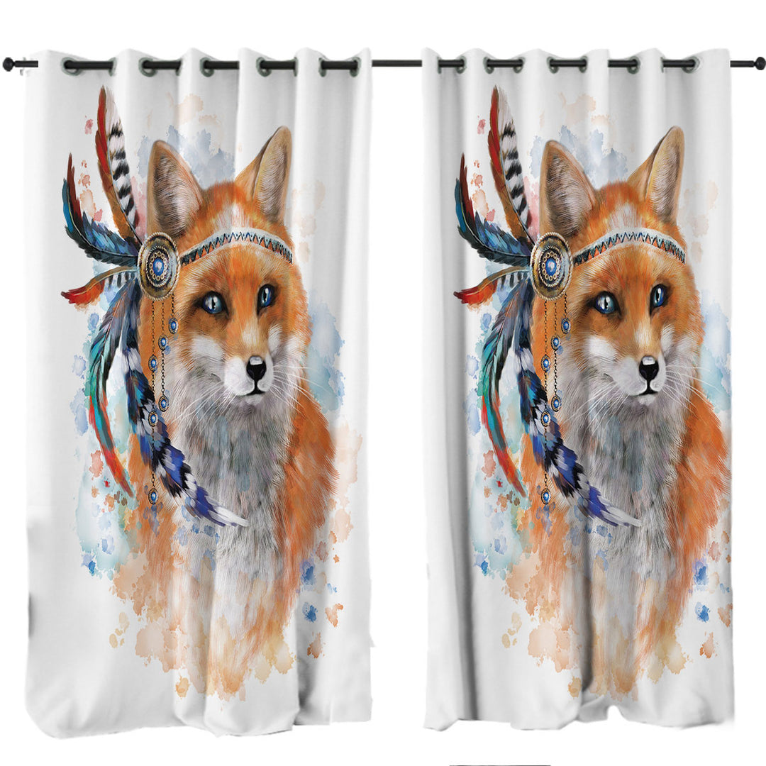 Native American Fox Curtains for Bedroom