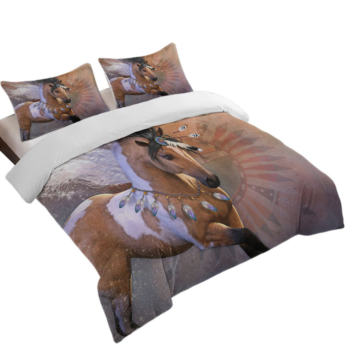 Native American Horse the Golden Feather Duvet Cover