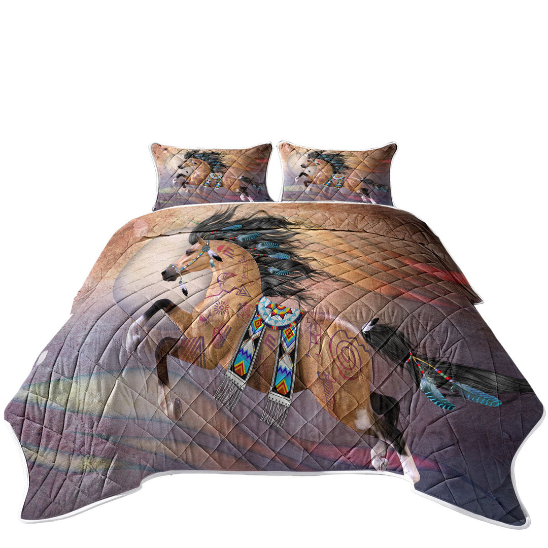 Native American Horse with Native Art Quilts