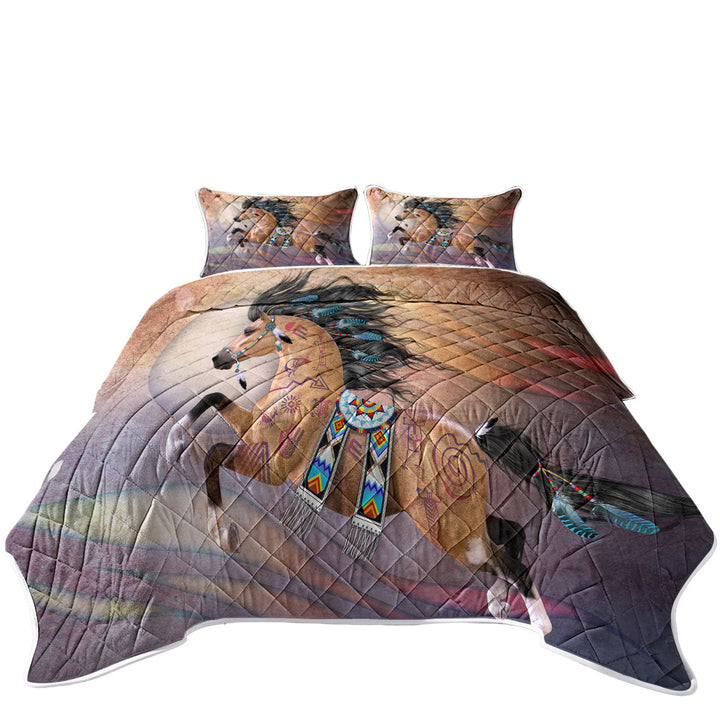 Native American Horse with Native Art Quilts