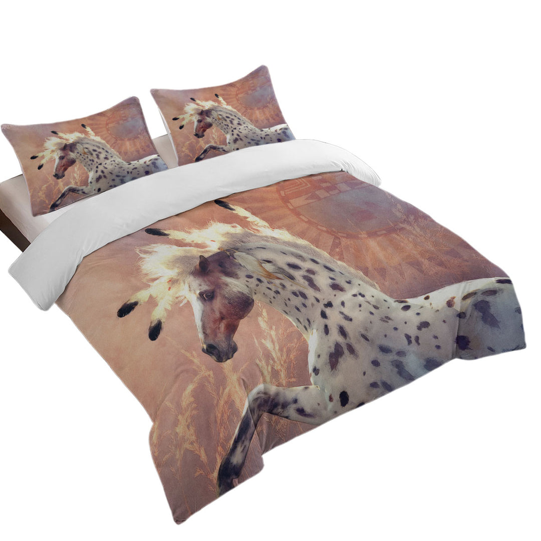 Native American Horses Art the Prairie Wind Duvet Cover