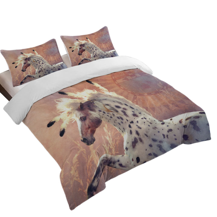 Native American Horses Art the Prairie Wind Duvet Cover
