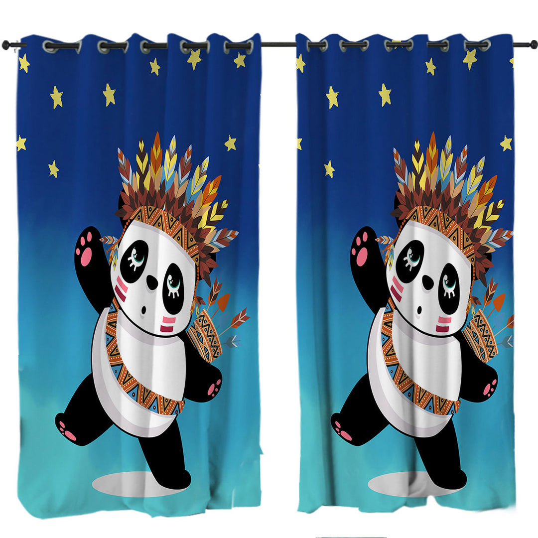 Native American Panda Curtains for Living Room