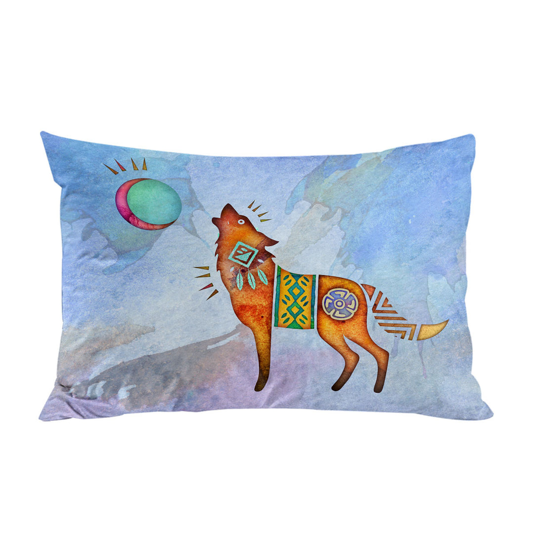 Native American Wild Animal Art Painted Wolf Pillowcase