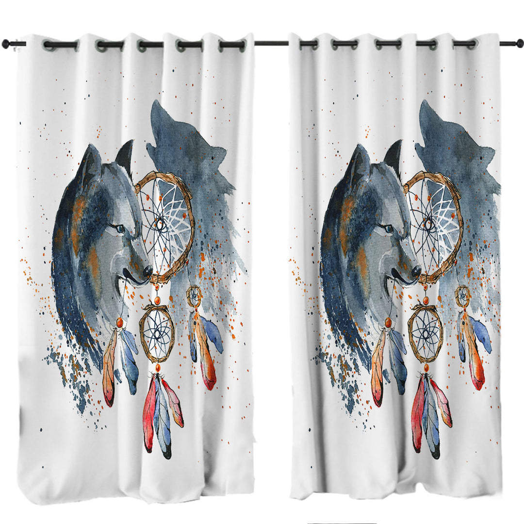 Native American Wolf Painting Drapery