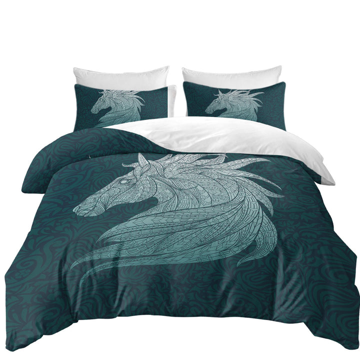 Native Elements Blue Horse Head Duvet Cover