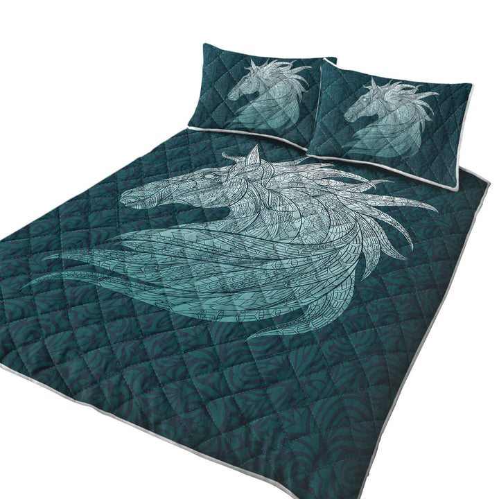 Native Elements Blue Horse Head King Quilt