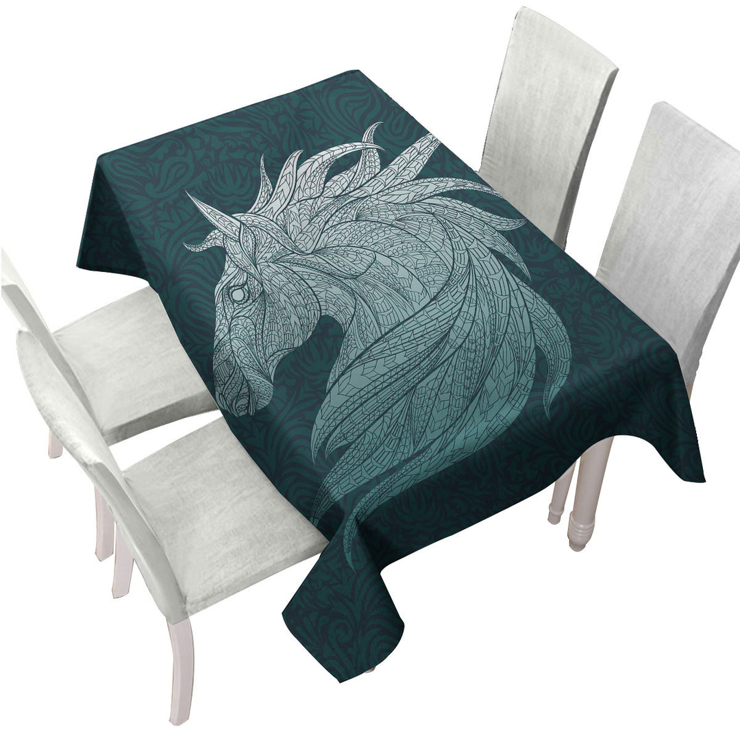Native Elements Blue Horse Head Tablecloth