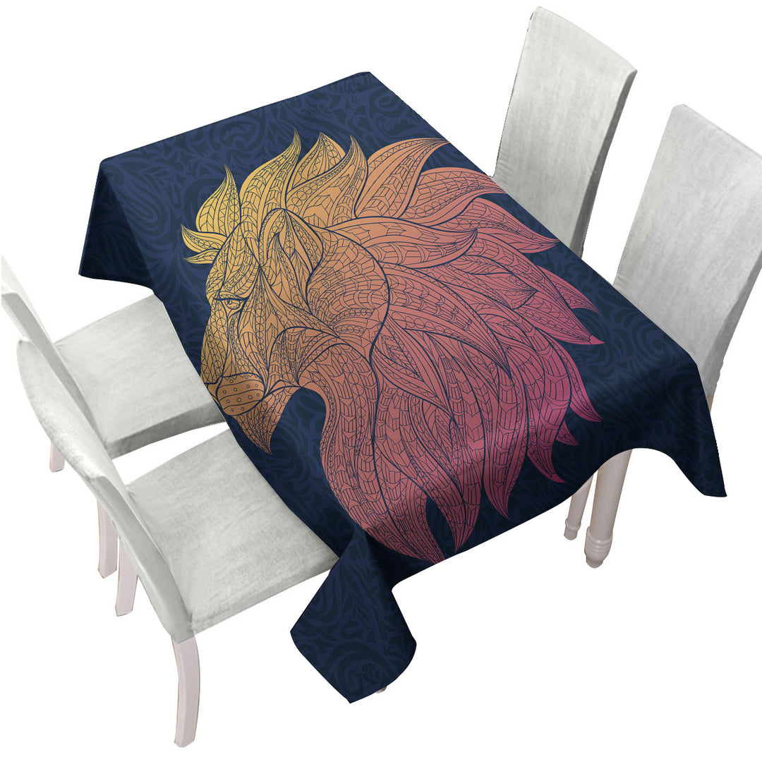 Native Elements Yellow to Red Lion Head Custom table cloth