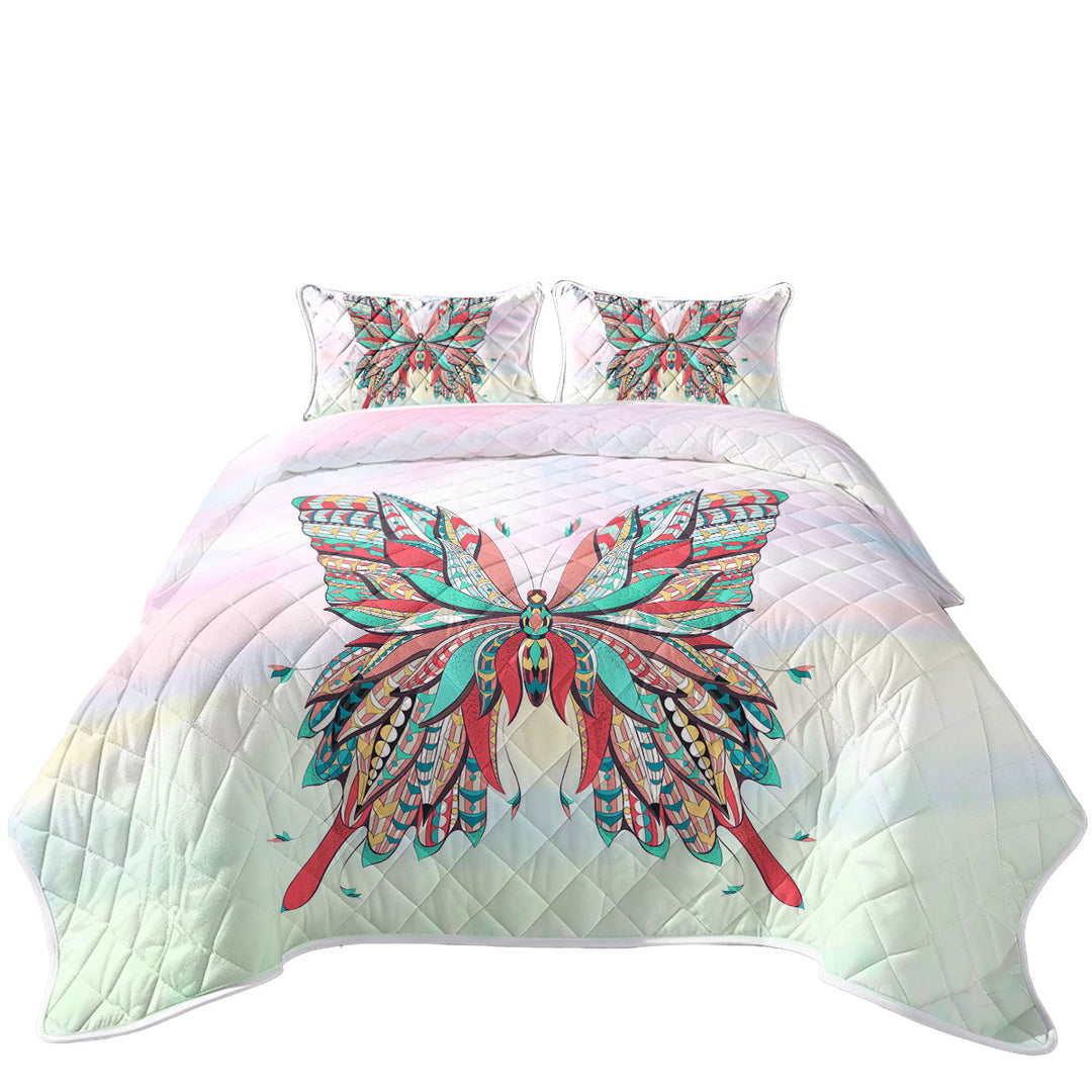 Native Multi Colored Butterfly California King Quilt Sets