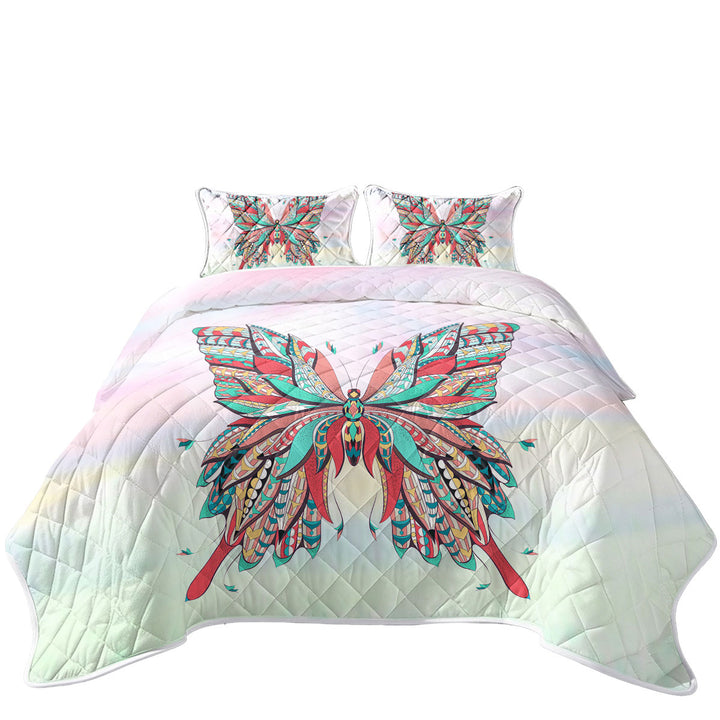 Native Multi Colored Butterfly California King Quilt Sets