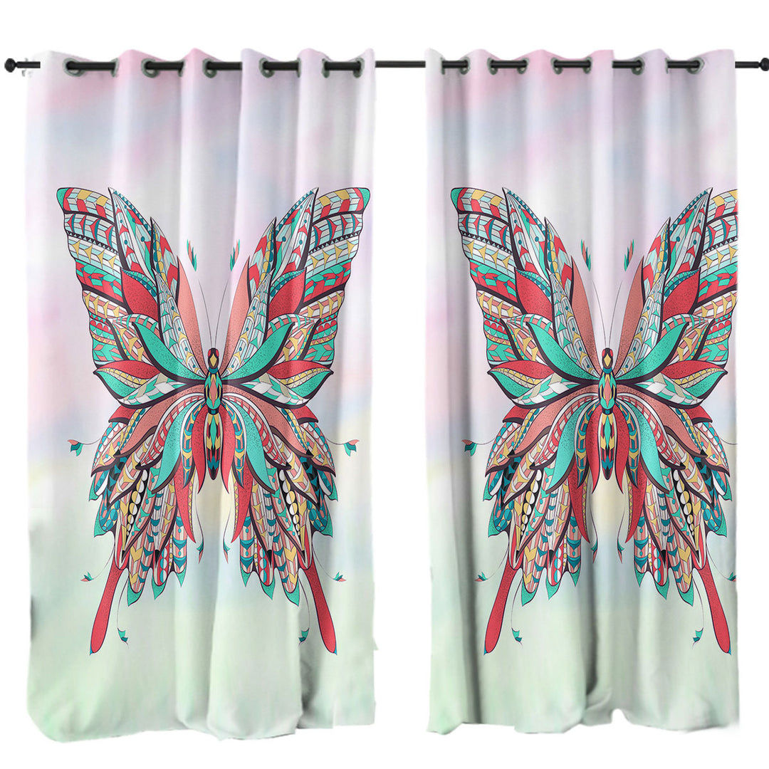 Native Multi Colored Butterfly Drapery